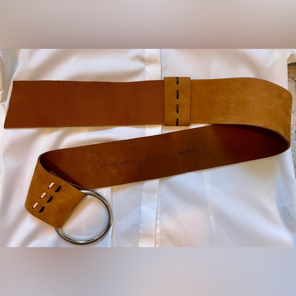 Banana Republic Genuine Italian Leather Wide Belt Brown Size S Made in England - Picture 2 of 6